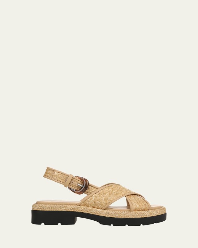 Helena Raffia Lug-Sole Sandals